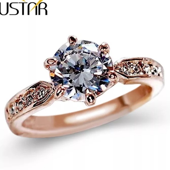 18k Rose Gold 1.75 CZ Solitaire Round Ring - Picture 4 of 7